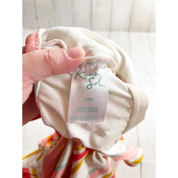 Kona Sol One Piece Striped Bathing Suit 14W - Picture 5 of 7